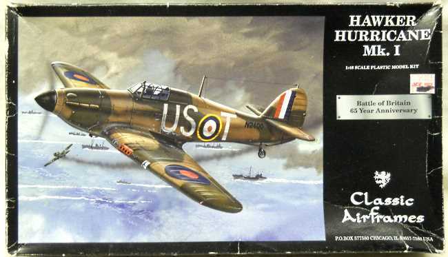 Classic Airframes 1/48 Hawker Hurricane Mk. I - RAF 56th Squadron / Hawker Owned Experimental Aircraft - Battle of Britain 65th Year Anniversary Issue, 4103 plastic model kit